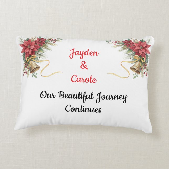 Fully Customizable First Christmas ornament Accent Pillow (Back)