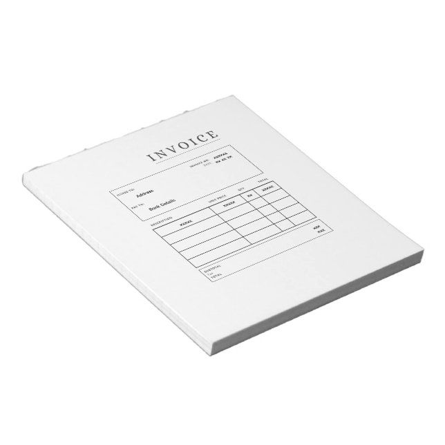 fully customizable Invoice Notepad (Angled)