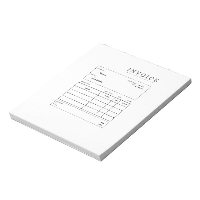 fully customizable Invoice Notepad (Rotated)