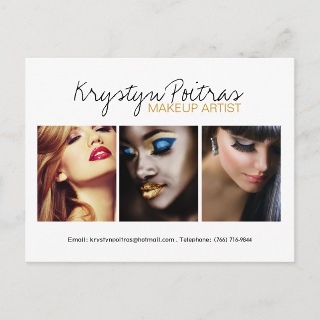 Fully Customizable Makeup Artist Comp Card (Front)