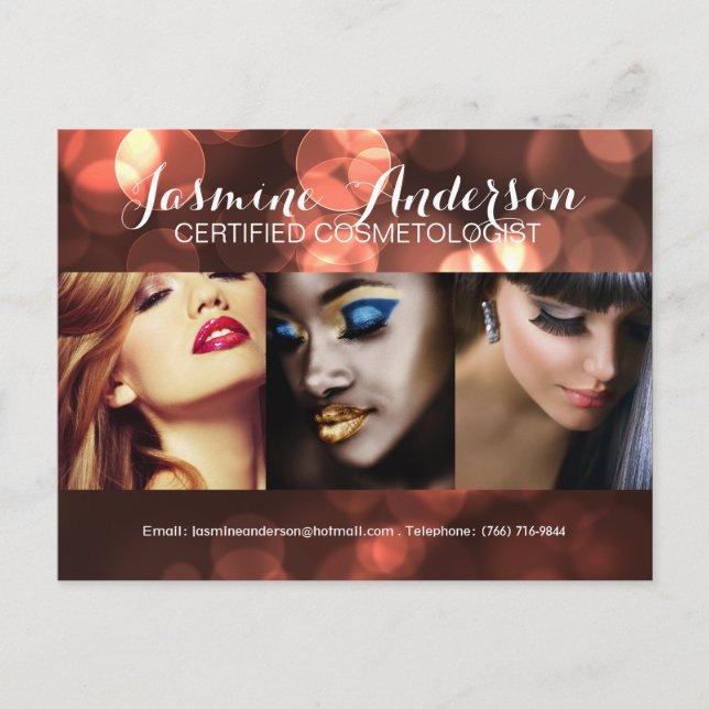 Fully Customizable Makeup Artist Comp Card (Front)