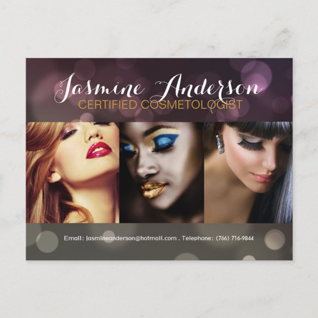 Fully Customizable Makeup Artist Comp Card (Front)