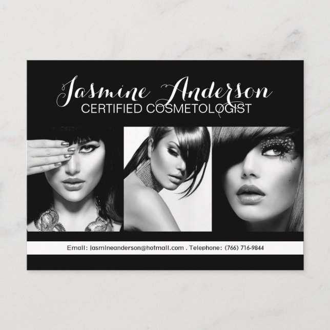 Fully Customizable Makeup Artist Comp Card (Front)