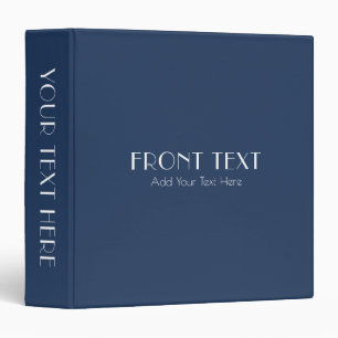 Fully Customizable Modern Solid Navy Blue Binder