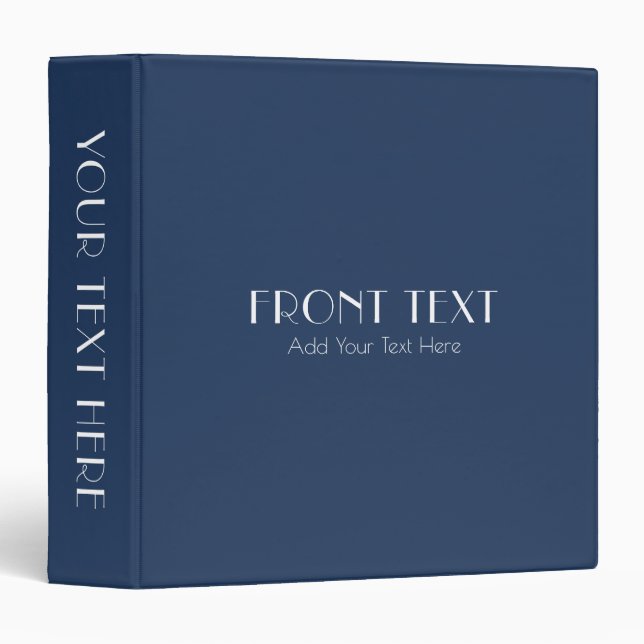 Fully Customizable Modern Solid Navy Blue Binder (Front/Spine)