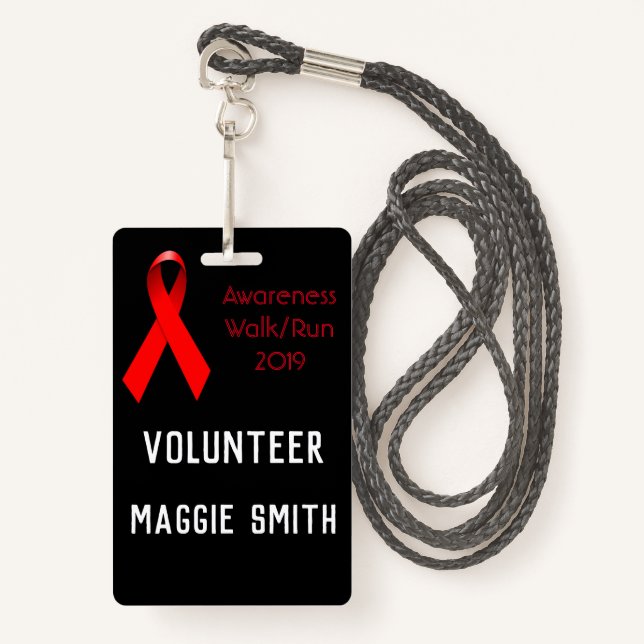 Fully Customizable Volunteer badge (Front with Lanyard)