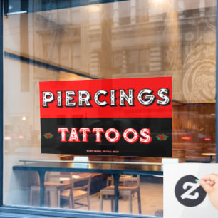 Fully Customize Tattoo Shop Piercings Tattoos Window Cling