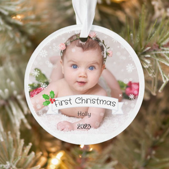 Fully Customized Baby's first Christmas Ornament (Tree)