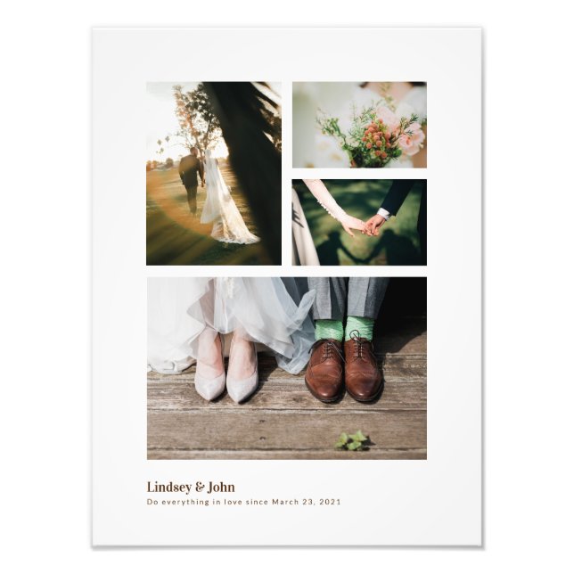 Fully Customized Elegant Wedding Photo Collage Print (Front)