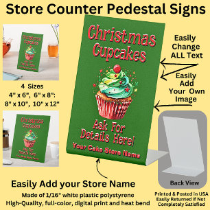 Fully Editable Christmas Cupcakes for Cake Store  Pedestal Sign