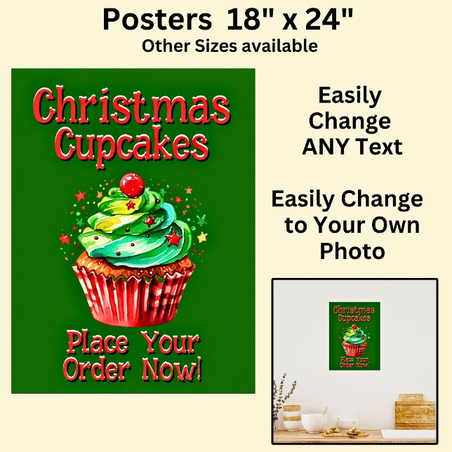Fully Editable Christmas Cupcakes for Cake Store Poster (Creator Uploaded)