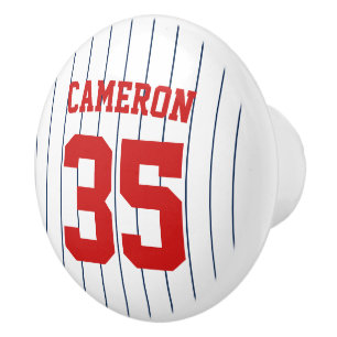 Fully Editable Colors Baseball Jersey Stripes Name Ceramic Knob
