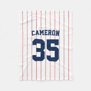 Fully Editable Colors Baseball Jersey Stripes Name Fleece Blanket