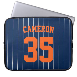 Fully Editable Colors Baseball Jersey Stripes Name Laptop Sleeve