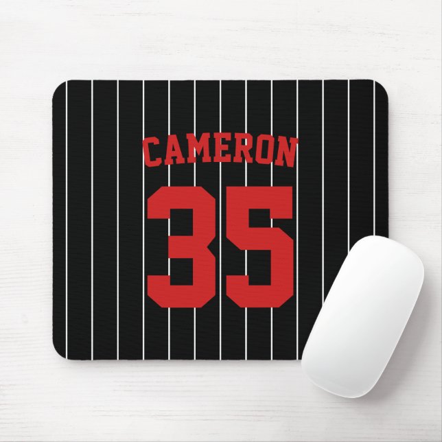 Fully Editable Colors Baseball Jersey Stripes Name Mouse Pad (With Mouse)