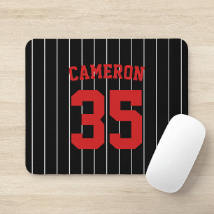 Fully Editable Colors Baseball Jersey Stripes Name Mouse Pad