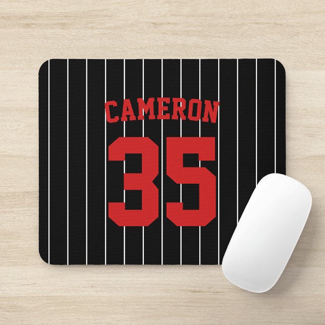 Fully Editable Colors Baseball Jersey Stripes Name Mouse Pad (Creator Uploaded)