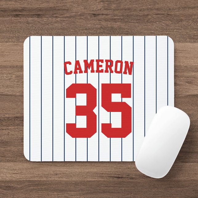 Fully Editable Colors Baseball Jersey Stripes Name Mouse Pad (Creator Uploaded)