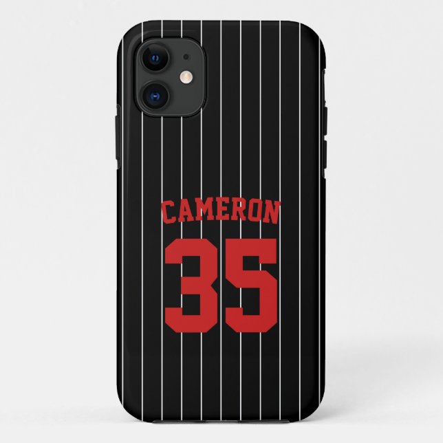 Fully Editable Colours Baseball Jersey Stripes Nam Case-Mate iPhone Case (Back)