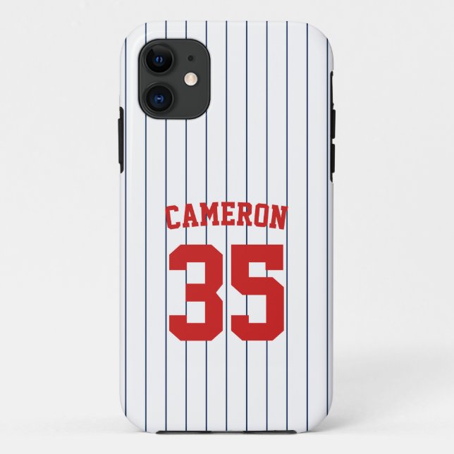 Fully Editable Colours Baseball Jersey Stripes Nam Case-Mate iPhone Case (Back)