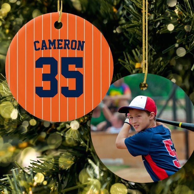 Fully Editable Colours Baseball Jersey Stripes Nam Ceramic Ornament (Creator Uploaded)