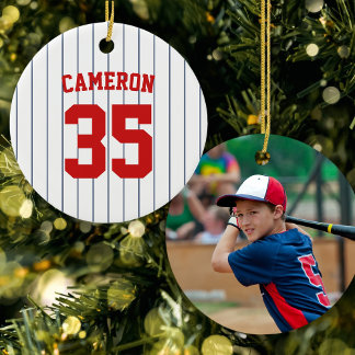 Fully Editable Colours Baseball Jersey Stripes Nam Ceramic Ornament