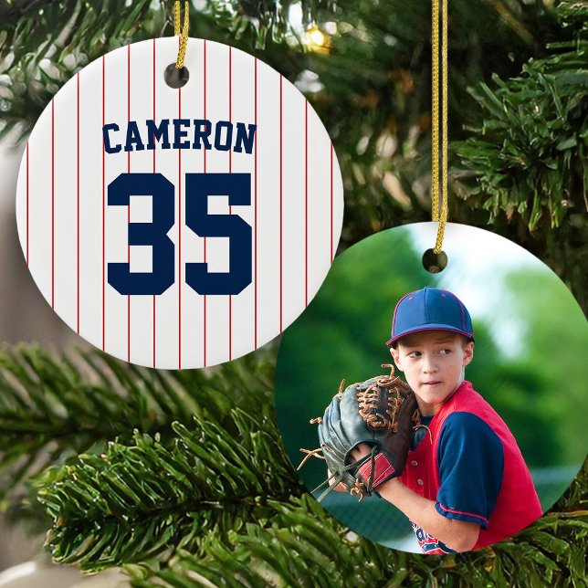 Fully Editable Colours Baseball Jersey Stripes Nam Ceramic Ornament (Creator Uploaded)