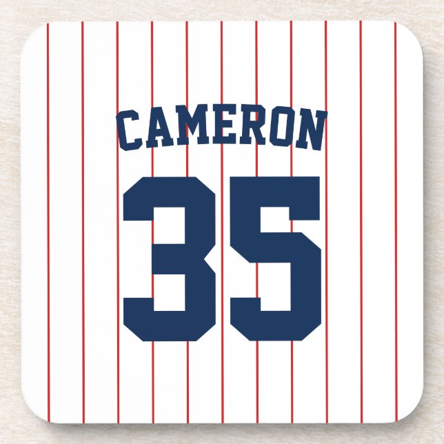 Fully Editable Colours Baseball Jersey Stripes Nam Coaster (Front)