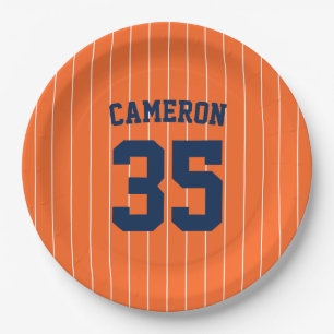 Fully Editable Colours Baseball Jersey Stripes Nam Paper Plate