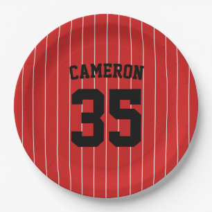Fully Editable Colours Baseball Jersey Stripes Nam Paper Plate