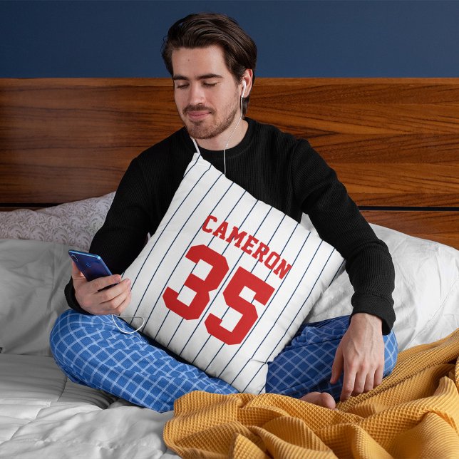 Fully Editable Colours Baseball Jersey Stripes Nam Throw Pillow (Creator Uploaded)
