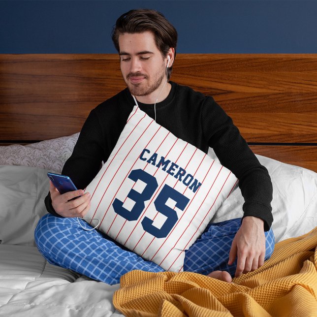 Fully Editable Colours Baseball Jersey Stripes Nam Throw Pillow (Creator Uploaded)