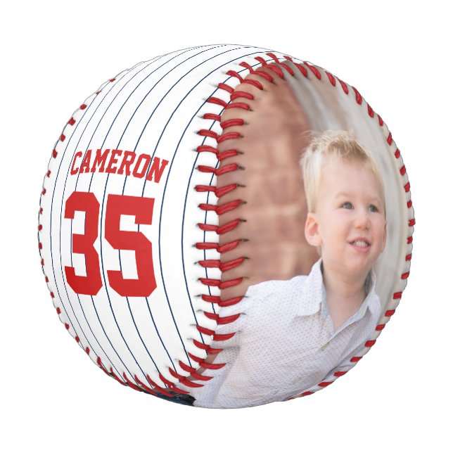 Fully Editable Colours Stripes Name Number Photo Baseball (Angled)