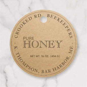 Fully Editable Kraft Beekeeper Honey Jar Label Tag