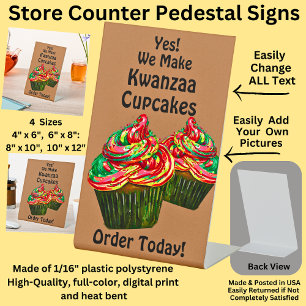 Fully Editable Kwanzaa Cupcakes for Cake Store Pedestal Sign