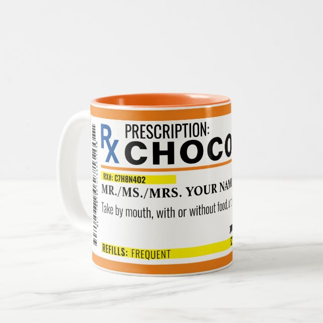 FULLY EDITABLE Prescription Chocolate Mug (Front Left)
