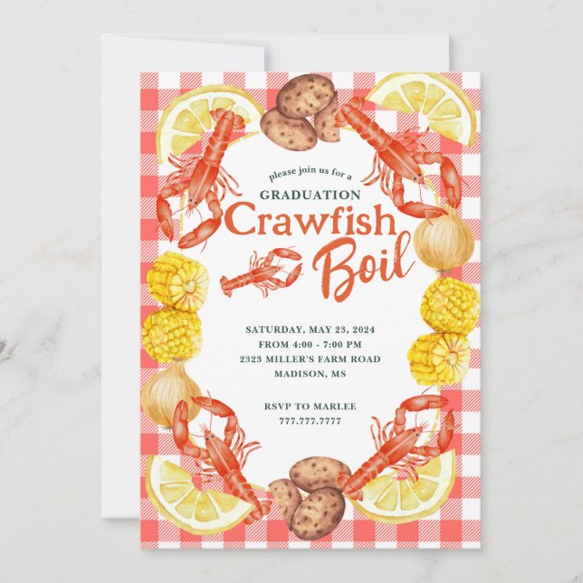 Fully Editable Text Crawfish Boil Invitation (Front)