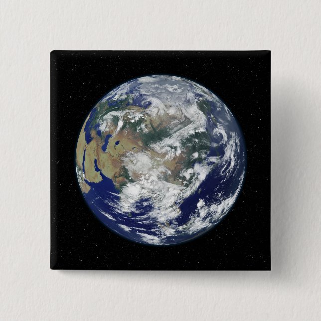 Fully lit Earth centred on Asia 2 Inch Square Button (Front)