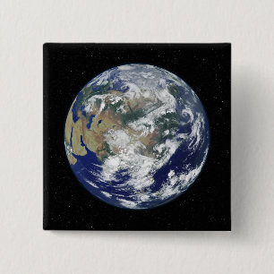 Fully lit Earth centred on Asia 2 Inch Square Button