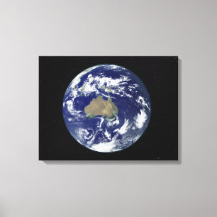 Fully lit Earth centred on Australia and Ocean Canvas Print