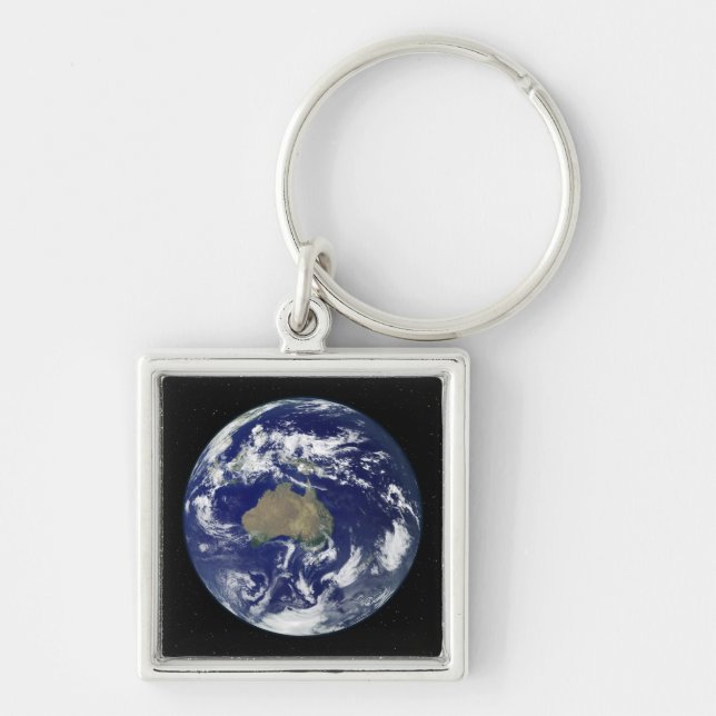 Fully lit Earth centred on Australia and Ocean Keychain (Front)