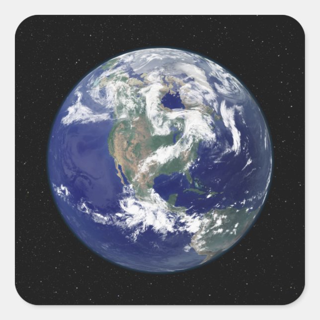 Fully lit Earth centred on North America Square Sticker (Front)