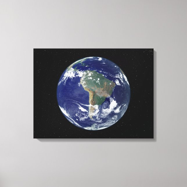 Fully lit Earth centred on South America Canvas Print (Front)