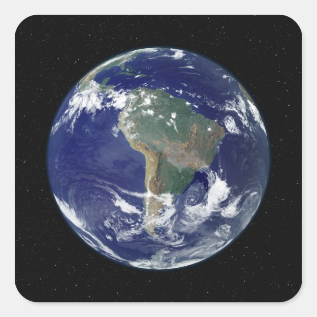 Fully lit Earth centred on South America Square Sticker (Front)