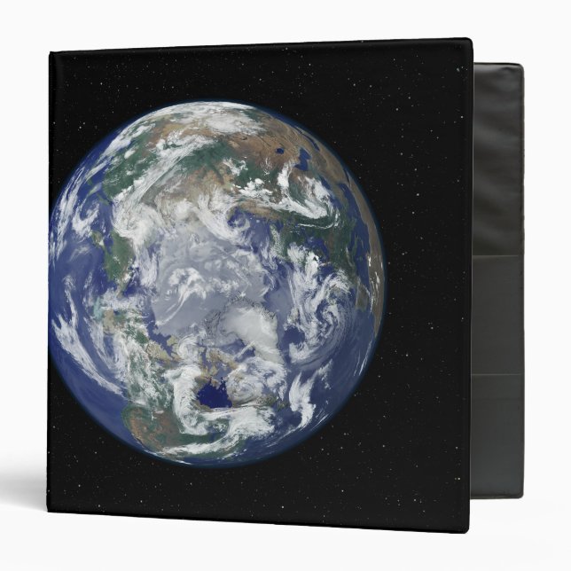 Fully lit Earth centred on the North Pole Binder (Front/Inside)