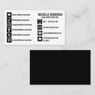 Fully personalized social media and info icon  business card