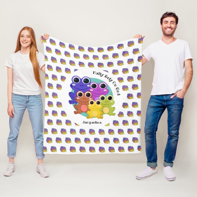 Fully Rely On God Colourful Personalized FROG Fleece Blanket (In Situ)
