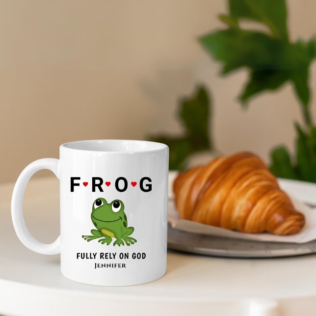   Fully Rely on God Frog Hearts Personalized Coffee Mug (Creator Uploaded)
