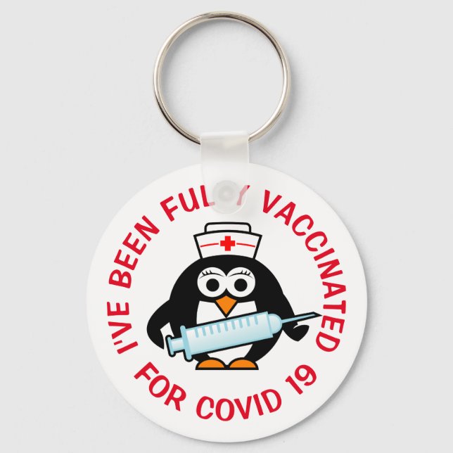Fully vaccinated against covid coronavirus  keychain (Front)