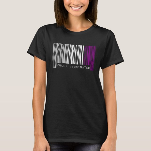 Fully Vaccinated Barcode Asexual Pride Flag Aesthe T-Shirt (Front)